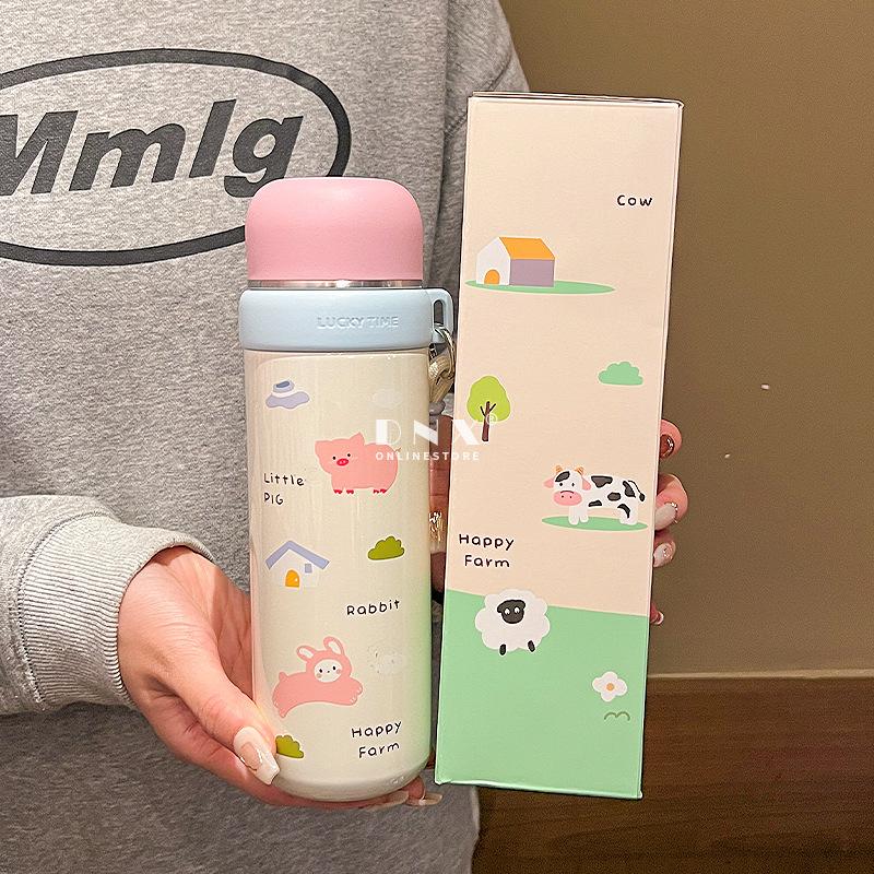 

Мультяшная термос-чашка для детей, специальная школьная термокружка из нержавеющей стали с веревкой для студентов, портативная, с высоким внешним видом 500ml