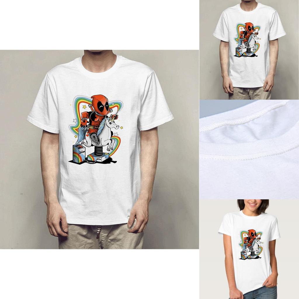 Deadpool Cartoon Horse Rainbow 3d Men Tops Tee Licorne Unicorn Anime T Shirt