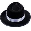 Vintage Fedora Hat for Women Men with Belt Panama Hat Magician Cap Black Flat Top Hat Cosplay Costume Party Dress Up Hat
