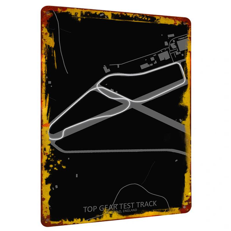 

Top Gear Test Track Map Metal Wall Art Dunsfold England Racing Circuit Decor for Garage Man Cave 20x30cm（7.8x11.8inch）