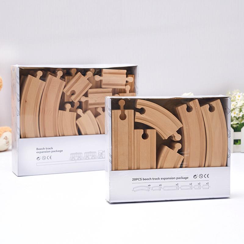 New Wooden Train Track Set Beech Wooden Railway Accessories fit for All Brand Wood Tracks Educational Toys for Children