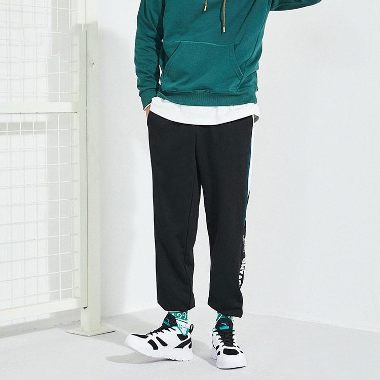 Anta Color Block Knitted Cuffed Sports Pants Men bottoms Black 952038760-5