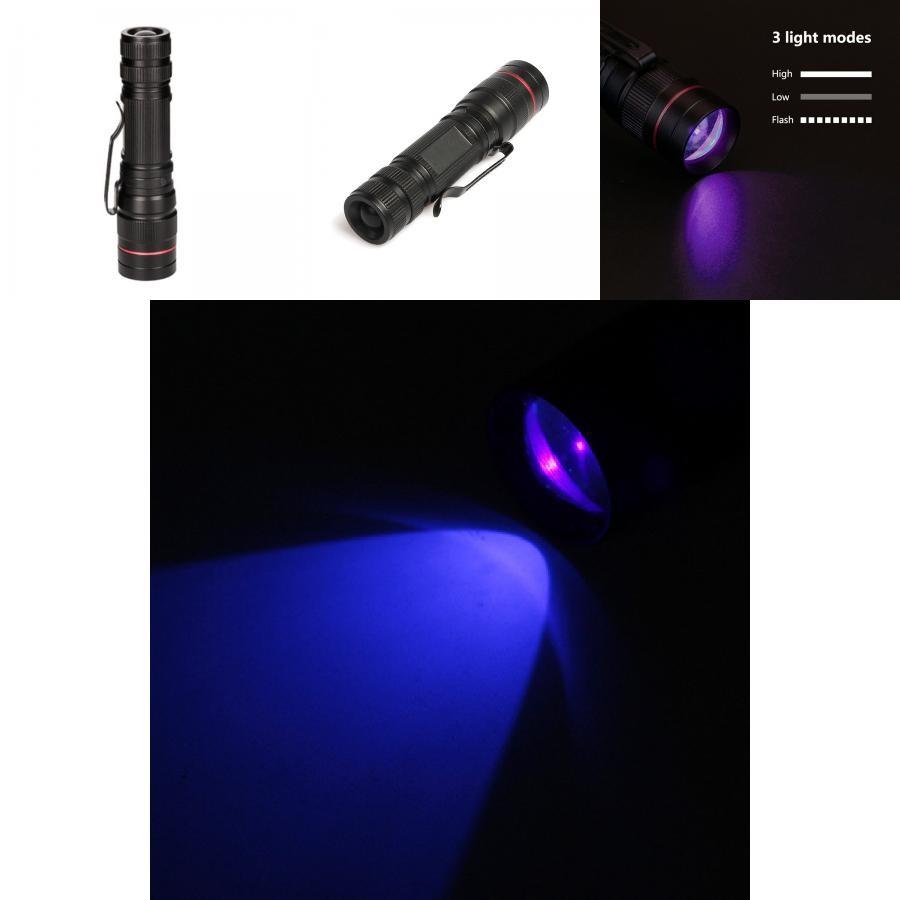 New Adjustable Led Uv Flashlight For Currency Verification Makeup Baby Items Fluorescent Detection Mini Uv Torch