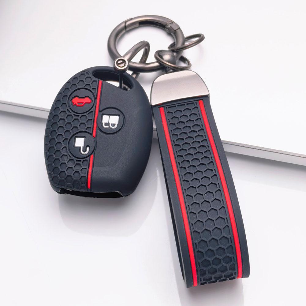 3 Button Silicone Key Fob Cover with keychain for Ford Focus Fiesta Mondeo Fusion Escape, Fits Ford Focus Fiesta Mondeo Escape, Protective Accessory чёрный