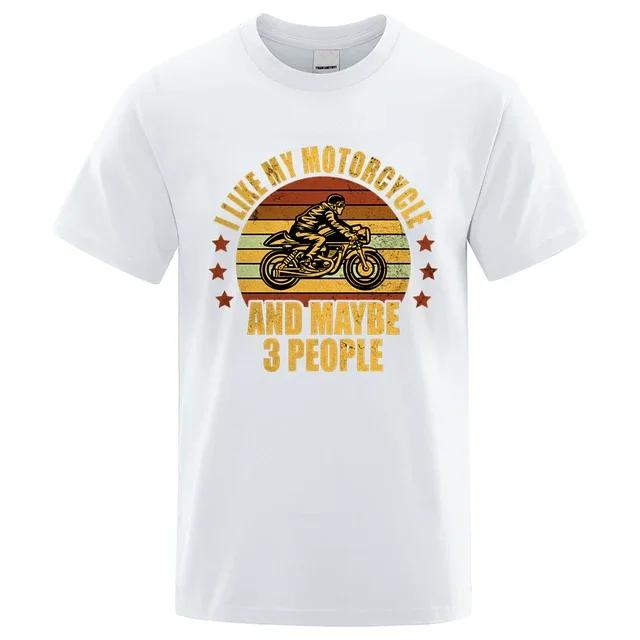 Líbí se mi můj motocykl a možná i 3 osoby Trička Muži Běžné Volné Oblečení Velké letní topy Bavlna Kreslené Pánské trička