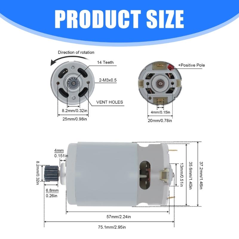 strong  12 Teeth Metal Gear Motor High Torque Designs Electric Drill Replacement Motor Easy to Carry for Power Tool