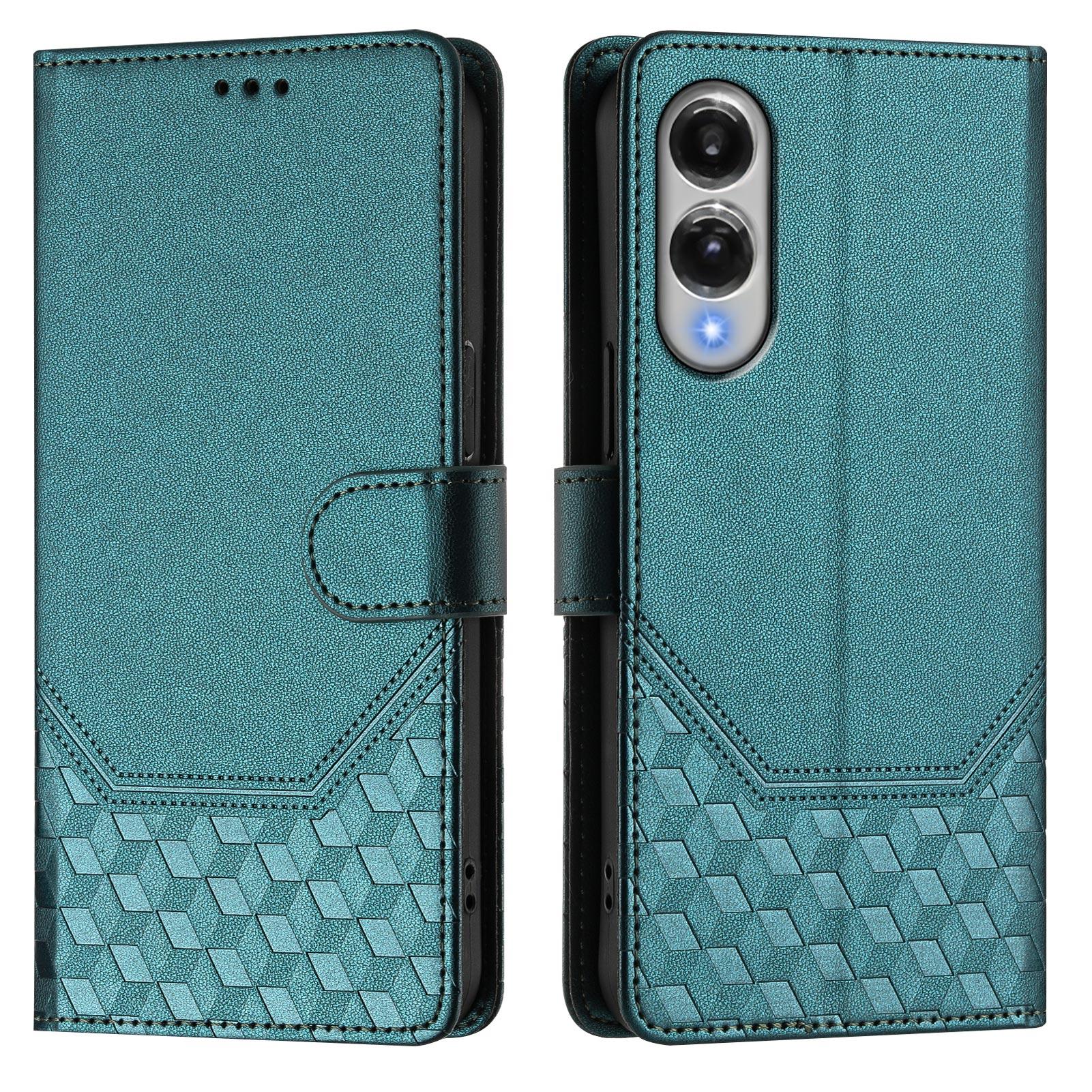 

Для Samsung Galaxy S25 Edge Чохол з тисненням у вигляді стільників, Шкіряний чохол для телефону з захистом RFID та ремінцем D