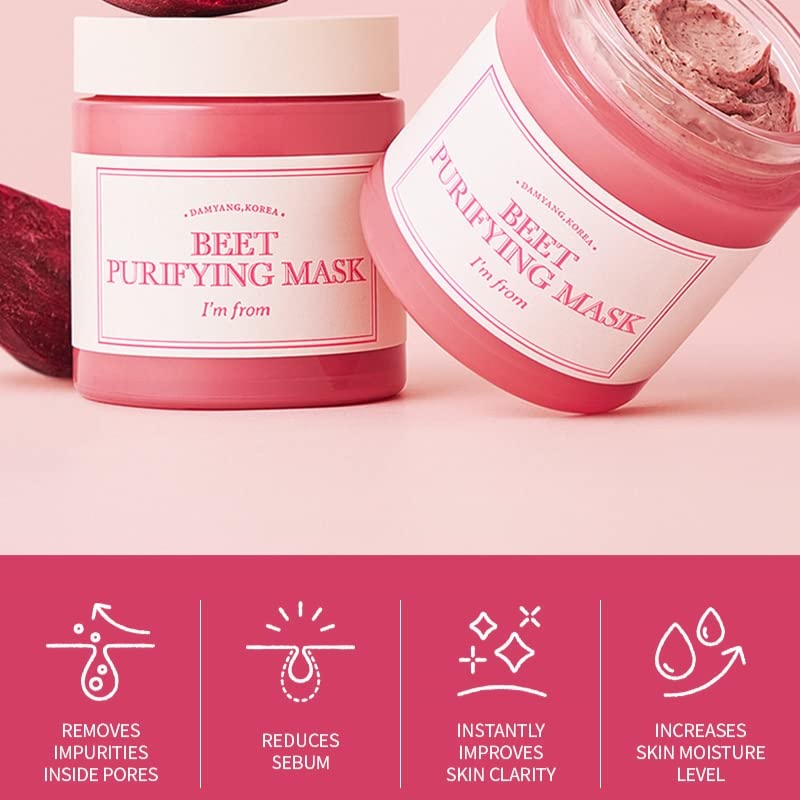 from from Beet Purifying Mask Red Sebum Sensitive Skin [I'm Official] I'm 110g, Wash-Off Mask, Beet, Moisturizing, Anti-Aging Care, Soothing,