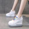 Fashion 10CM Heels Wedge Canvas Shoes Woman High Platform Sneakers Vulcanized Shoes Hidden Heel Height Increasing Casual Shoes