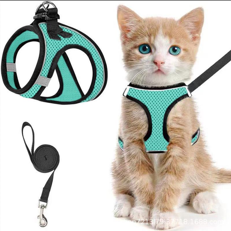 1PCS Anti-Escape Cat Harness and Leash Set Reflective Soft Mesh Vest