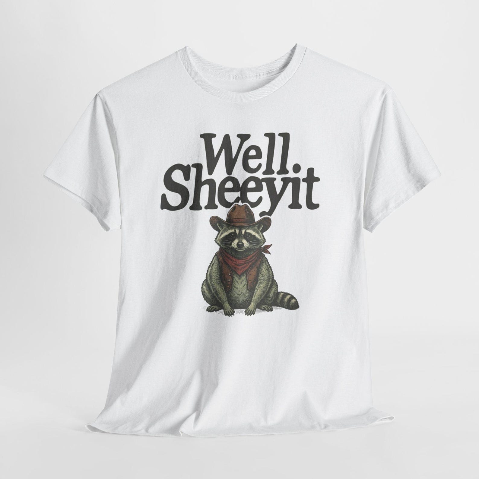 Well Sheeyit Raccoon Funny Country Meme T Shirt Vintage Raccoon Graphic Tee L