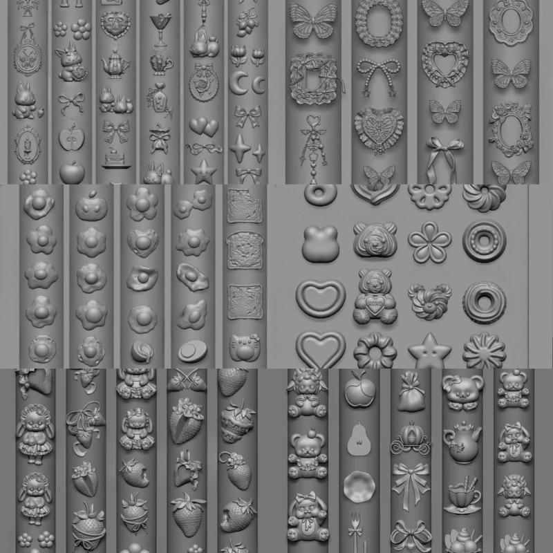 3D Silicone Mold For Nail Art Design Relief Bow Strawberry Baroque Pattern Manicure Templates Plates Tools Accessories