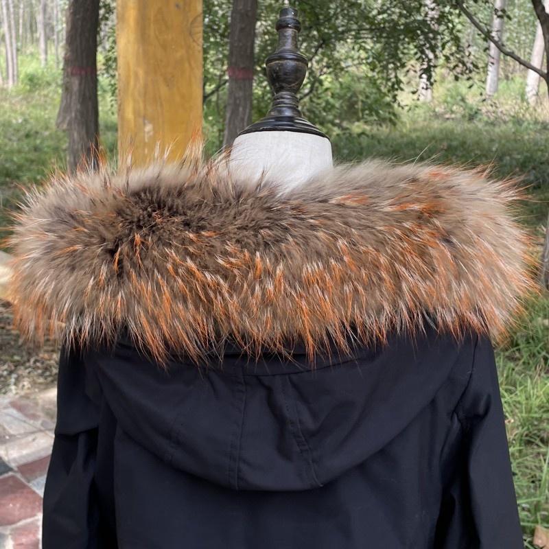 Raccoon Fur Collar Natural Fur Collar Winter Women Scarves Winter Female Gray Fur Collar Shawl Long Warm Genuine Fur Scarf