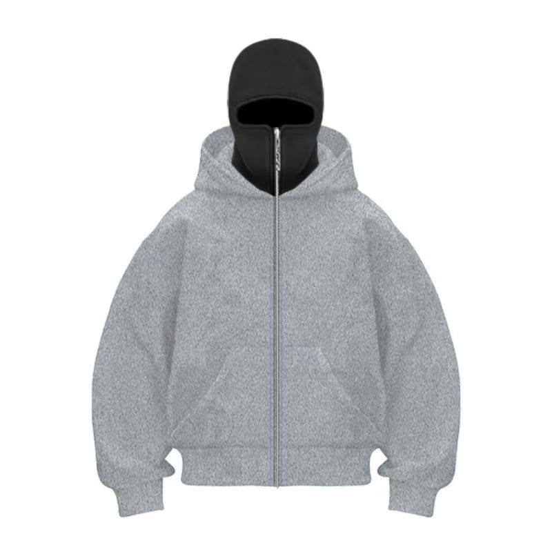 Europäischer & Amerikanischer Herren Herbst Doppellagiger Hoodie mit Doppelkragen und Reißverschluss Pullover.