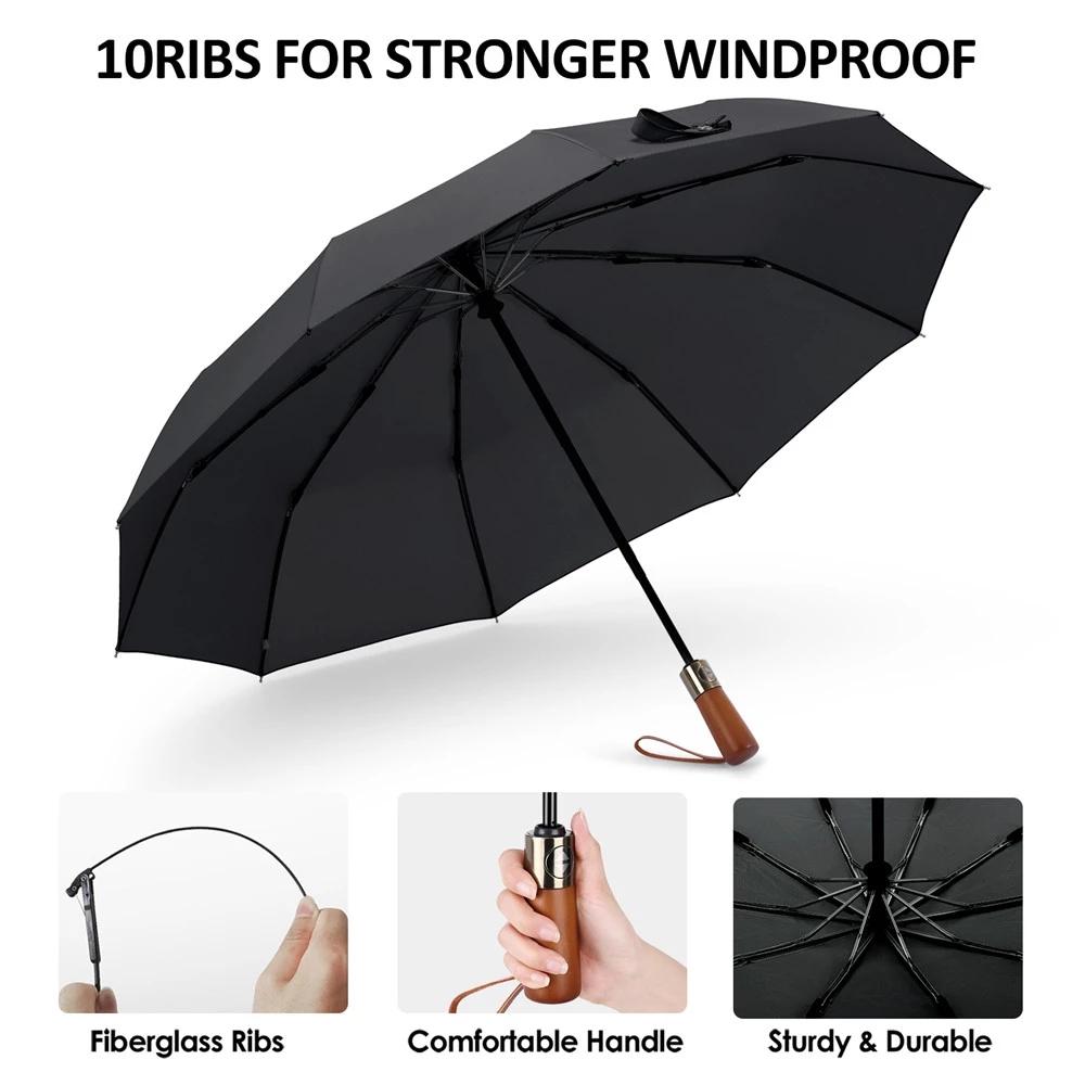 Luxury Automatic Business Umbrella For Men Anti-UV Parasol Beach Umbrella Portable Foldable Car Windproof Rain Umbrella