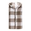 Dámský temperamentní kardigan kostkovaný s kapucí plyšová vesta bunda