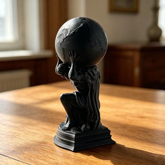 Printed Sculpture 3d Matte Figurine Black 3d Printed Statue With Frosted Texture Symbolizing Responsibility Desktop Ornament For Home Office Decor