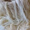 Cottontime Off-White Mesh Ribbon Beads with Pearl Lace Decorative Accessories for Clothing