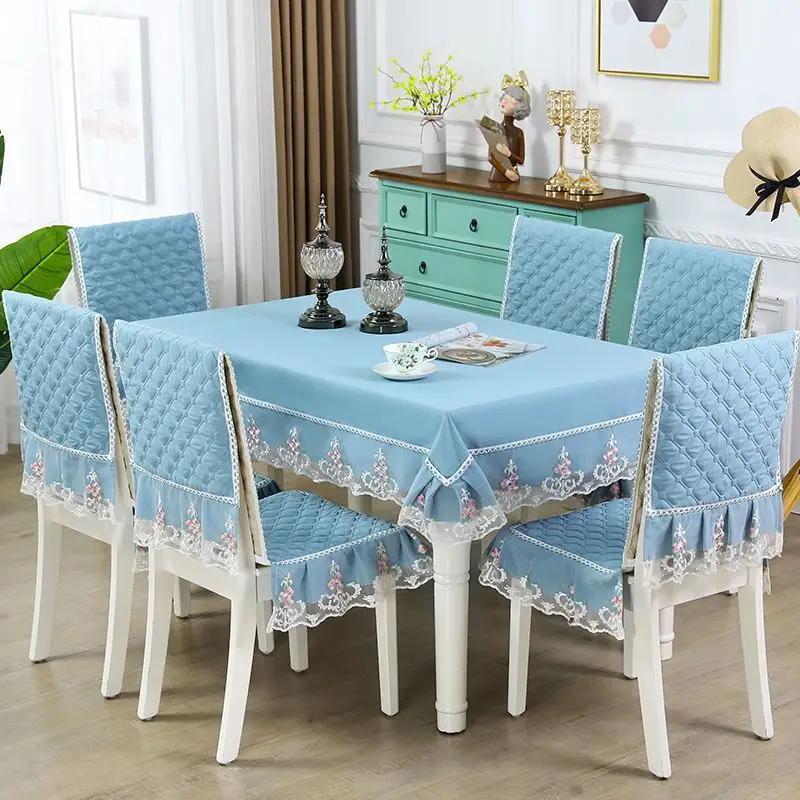 Cotton And Linen Stain Resistant Tablecloth Dining Chair Cover Tablecloth Set Rectangular Table Cloth Stool Anti Slip Seat Mat