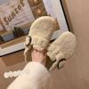 [sheii] real wool version~ retro leather inner height increase fluff single shoes women's bag head half drag