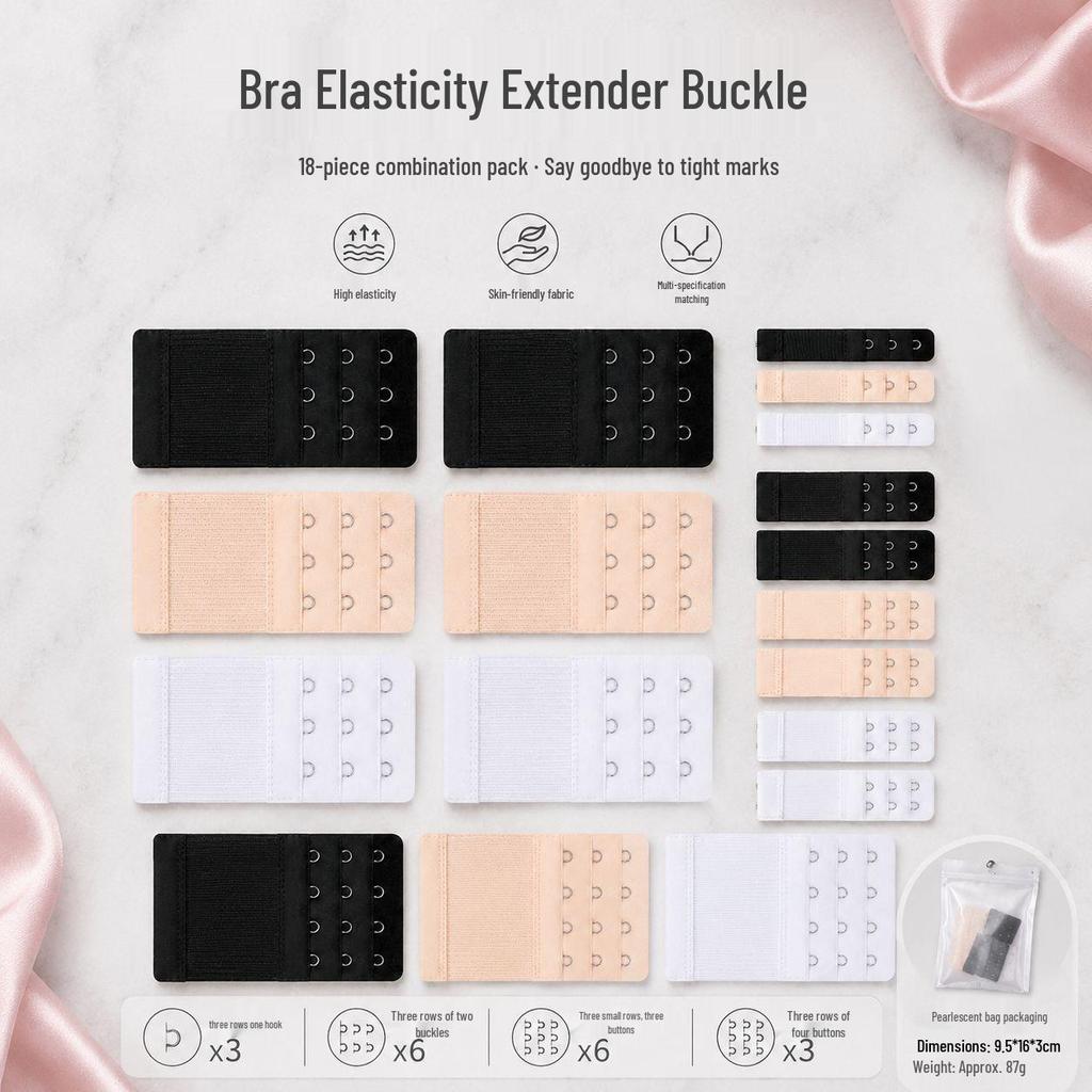 Elastic Adjustable Bra Lengthening Extender with Multiple Buckles