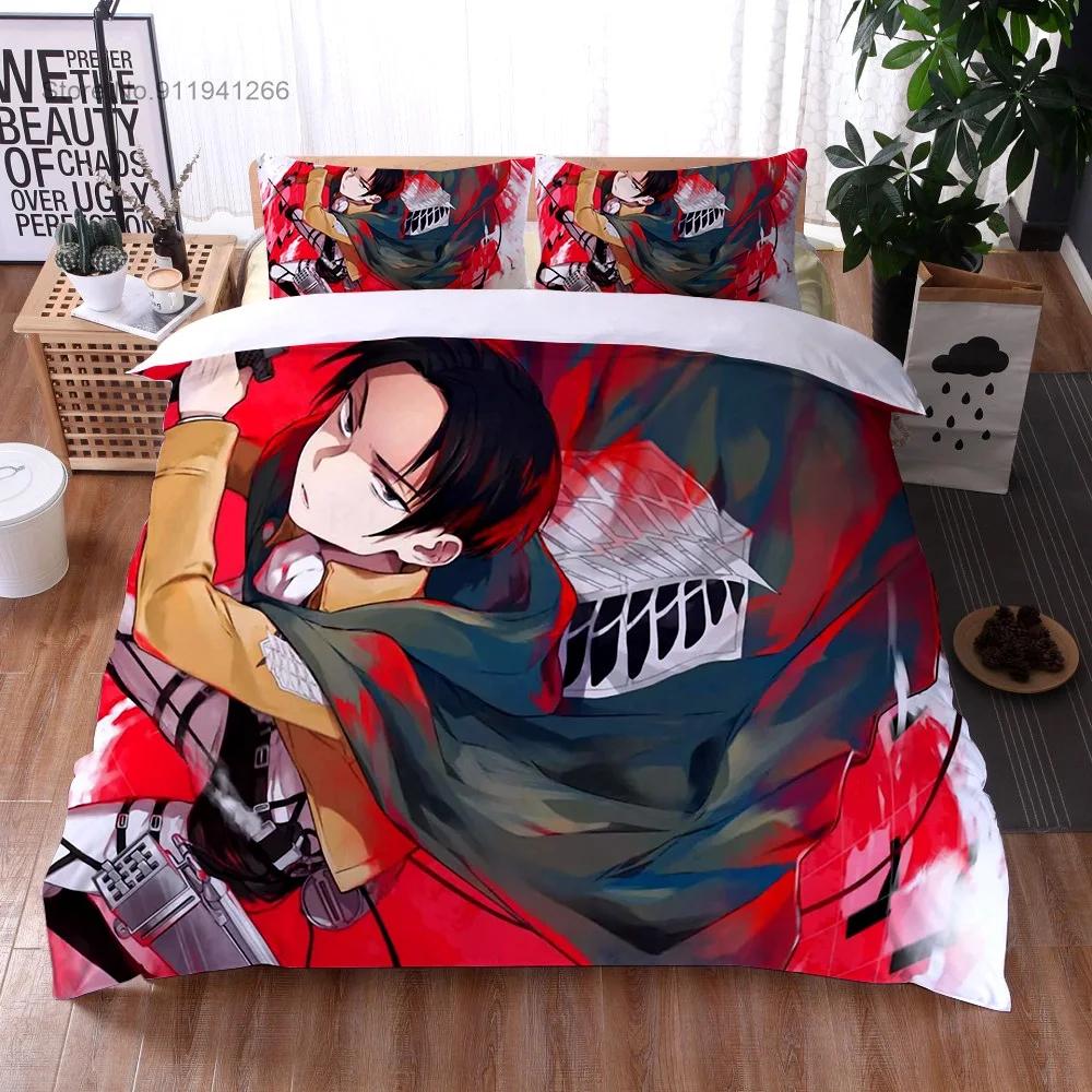 2024 3D Print Anime Attack on Titan Boys Duvet Cover Pillowcase Wings of Liberty Children Bedding Set Single Full Size