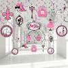 30 Pieces Paris Party Hanging Swirls Decorations, Pink Paris Eiffel Tower High Heels Ooh La La Card Hanging Metallic Foil Streamers Decor Kid Boy