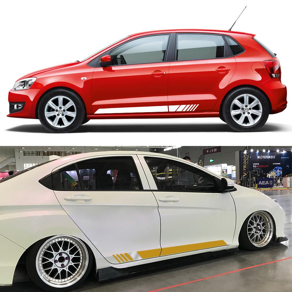 2PCS Racing Style Car Side Stickers Auto Tuning Modification PVC Decals For VW Volkswagen Polo 6R 6C 9N 9N2 9J Car Accessories