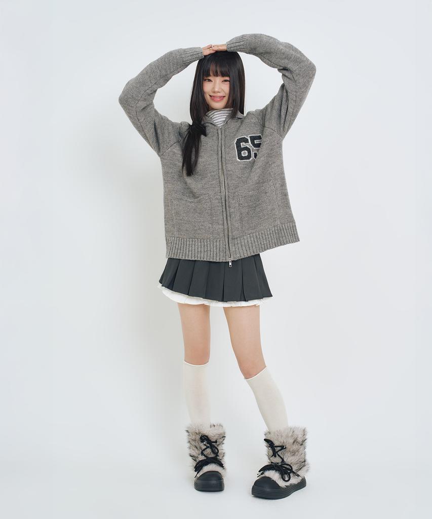 LMR Channony Wool Cowichan Knit Zip-Up Grey
