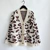 Autumn and Winter New Loose Casual Leopard Print Single Breasted Long Sleeved V-neck Knitted Sweater Jacket 3539 KTB