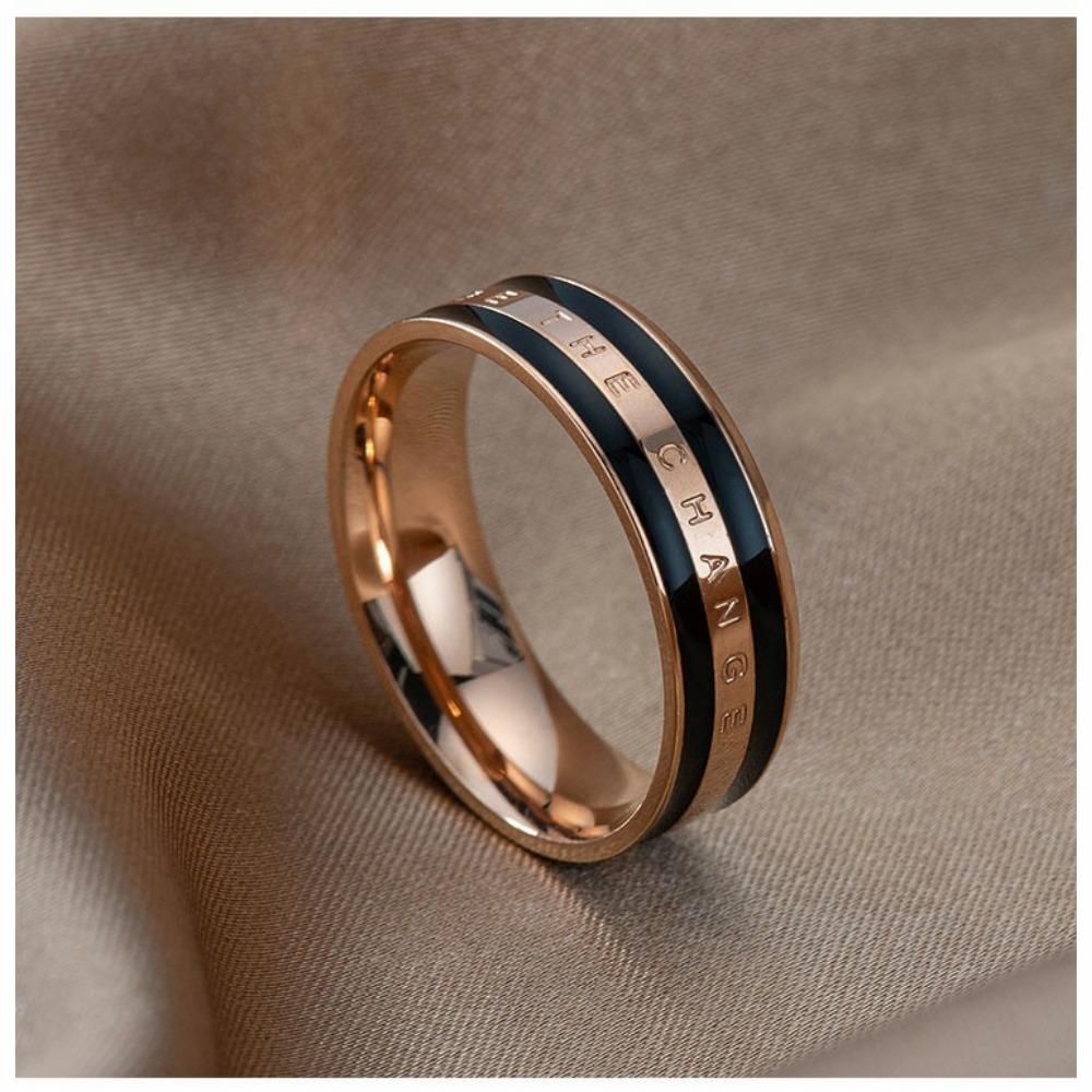

Кольцо из нержавеющей стали для пары в полоску из розового золота, широкая версия, простое индивидуальное кольцо, ювелирные изделия 5 чёрный/розового золота