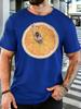 Unisex Blue Tee Art Orange Slice Dancer Figure Graphic Print Short Sleeve Loose Casual Top For Adult Male Daily Street Wear Outfit