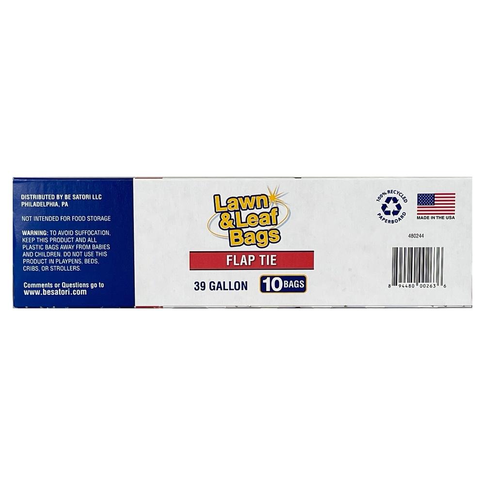 39 Gallon Lawn Leaf Trash Bags 10 Count Flap Tie Closure Durable Puncture Resistant Tear Resistant Leakproof Garden Yard Waste