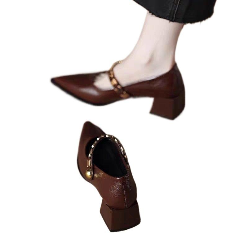 Women's Versatile Fashion Single Shoes High Heels 2025 New Pointed French Beautiful Mary Skirt Temperament