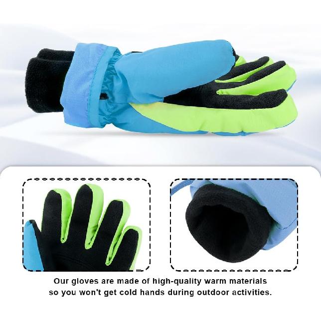 3 Sizes Kids Gloves, Snow & Ski Gloves for Boys & Girls, Winter Waterproof