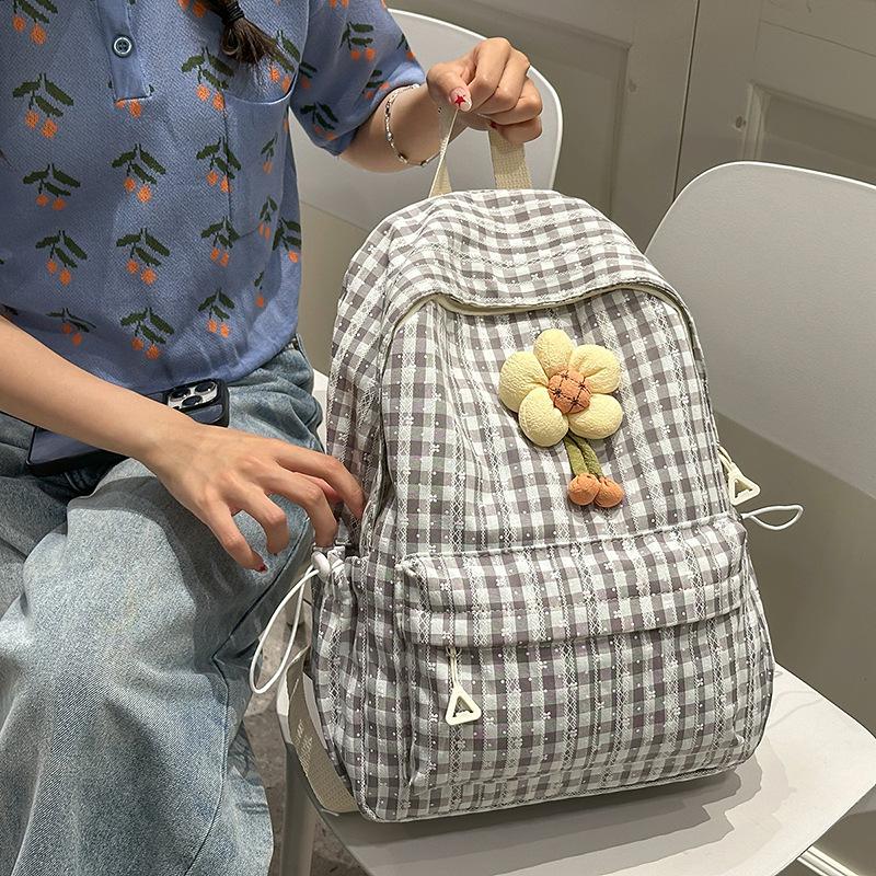 Japanese Ins Campus Forest Plaid Backpack for Girls  Middle School Girls High School Students  Lightweight School Bags  Versatile Backpacks