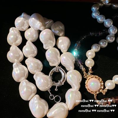 Mermaid Queen, Glacier Bus Pearl Necklace, Tahiti, Baroque Irregular, Pear-Shaped Bead Necklace