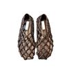 Sheepskin version~ mesh woven hollow breathable fish mesh shoes flat single shoes women's round head summer sandals pig cage shoes