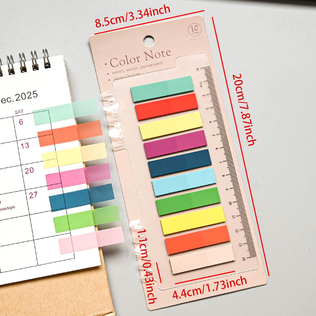 200Pcs Sticky Note Tabs for Page Marking PET Page Markers with Ruler Transparent Classify File Label Memo Stickers for Office