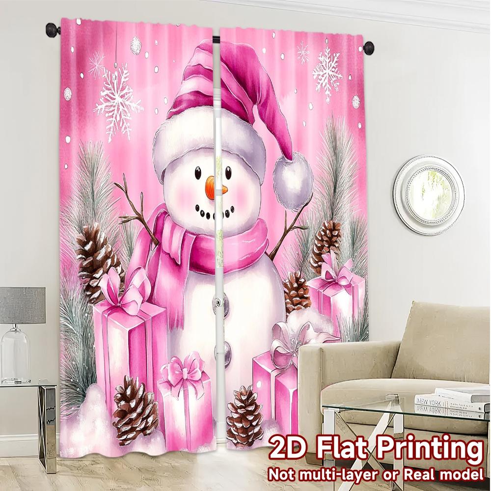 2pcs,Curtains Cute Snowman Christmas Winter Holiday Modern Contemporary Curtains Prints Light Filtering Curtains Decorations
