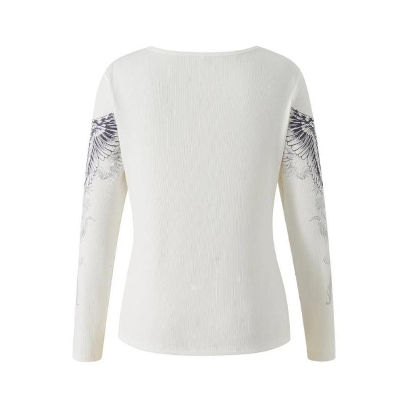 2KWEIRD Y2k Graphic Cross Wings Print Long Sleeve Women Grunge Fairy T-shirt Harajuku Tee 2000s Aesthetic Punk Style Clothes Streetwear