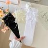 Lace Trim Thigh-high Women's Summer Lightweight Heart-shaped Open Mesh Breathable Knee-length Stockings, Cute Princess Style Stockings