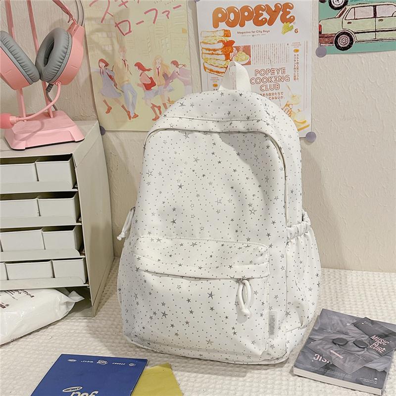 Звездный рюкзак Женский рюкзак большой вместимости для путешествий Студенческий школьный рюкзак белый