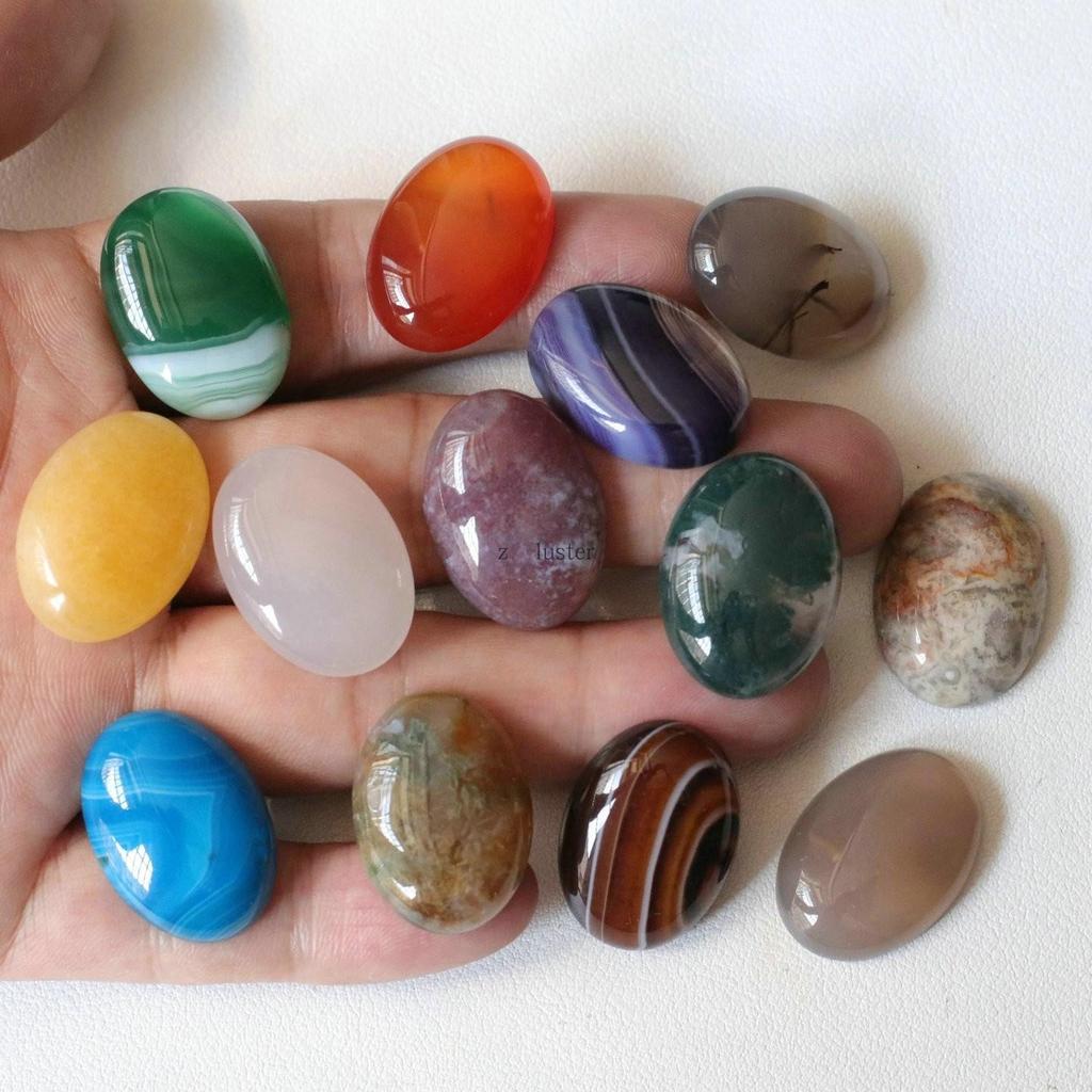 18x25mm Oval Yellow Topaz Agate Egg-Shaped Necklace Ring Jewelry Accessory