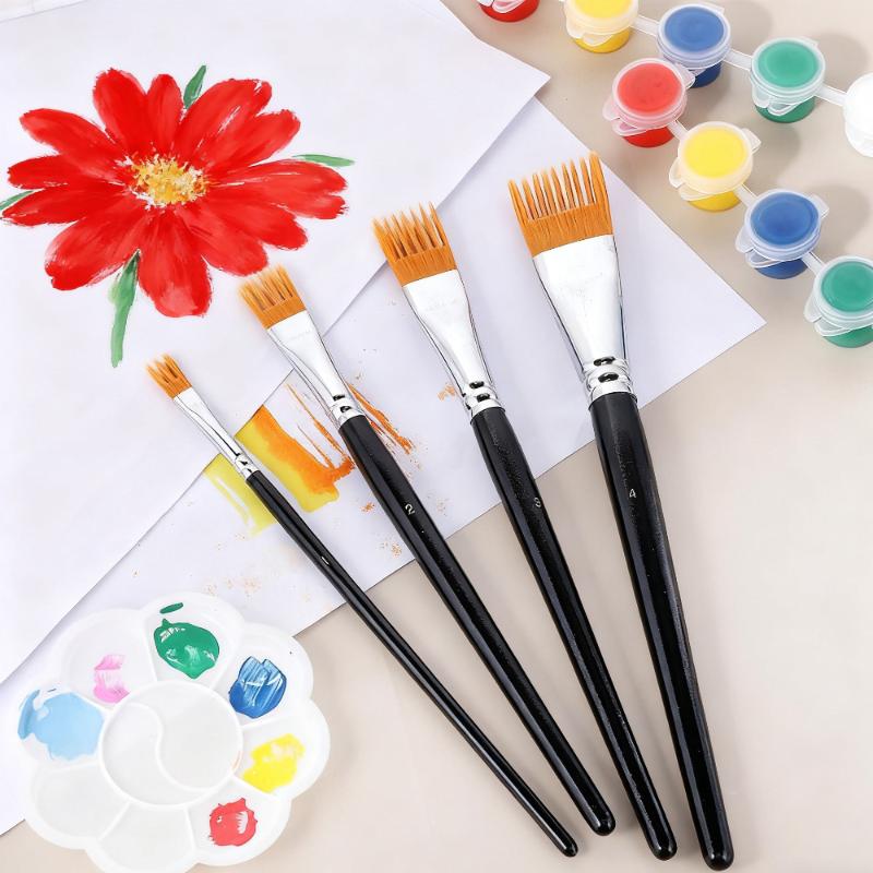 Nuovo Set di 4 Pennelli a Forma Seghettata Per Acquerello, Pittura a Olio, Pittura Digitale, Paesaggio, Foglia, Pennelli per Artisti e Studenti