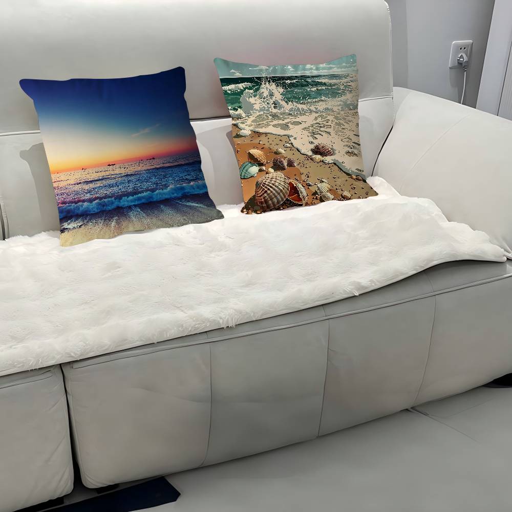 Art Beach Pillow Case Removable Washable Cushion Cover – All-Season Soft Linen