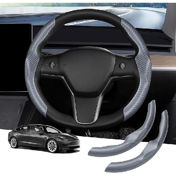Steering Wheel Cover For Telsa Model 3/Model Y Accessories Carbon Fiber Steering Wheel Cover Protector Anti-Slip, Comfortable Grip, Breathable, Model
