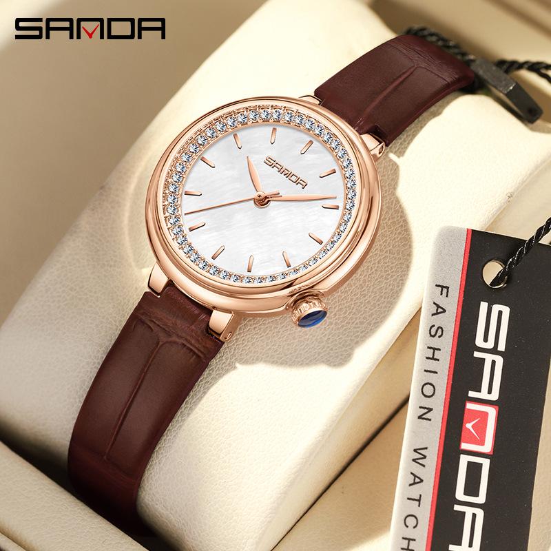 Sanda Women's Diamond-Studded Quartz Watch: Fashionable, Light Luxury, Versatile Steel Band 