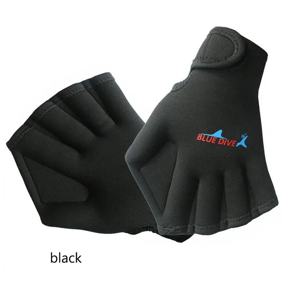 1 Pair Adjustable Neoprene Webbed Swimming Gloves Aquatic Fit SwimPaddles Snorkeling Diving Hand Web Water Gloves Half Finger