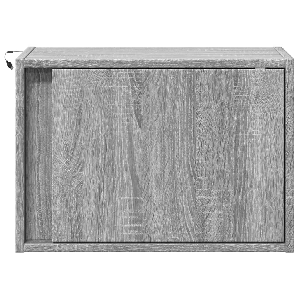 Wall Mounted Nightstand with LED Lights Grey Sonoma